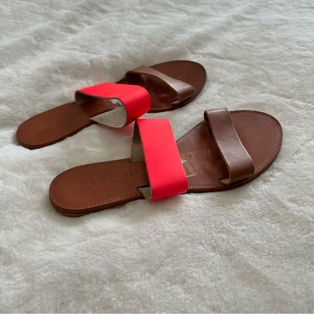 Joie A La Plage Sable Leather Slip On Sandals Pink Size 38.5